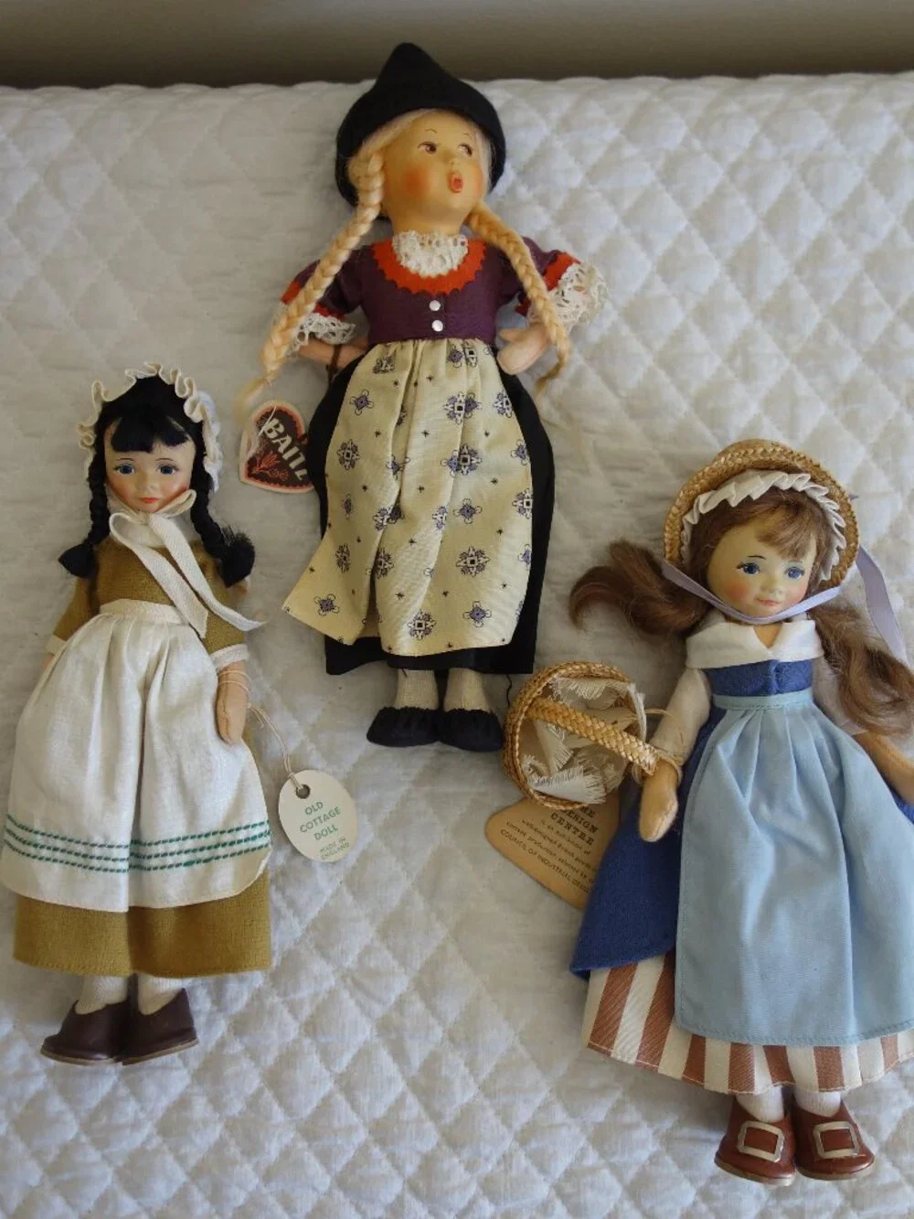 Lot of 3 Vntg w/ tags OLD COTTAGE / BAITZ England Austria German Dolls - Picture 1 of 10